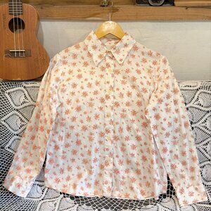 Ditsy Floral Button Down Long Sleeve Shirt Cottagecore Blouse